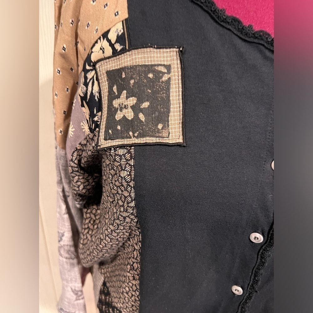 Staley Greyzinger Patchwork Button Dolman Sleeves… - image 2